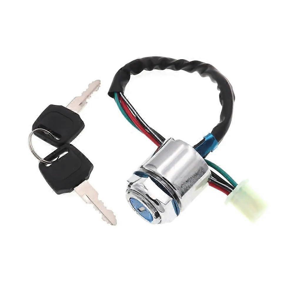 Motorcycle Ignition Switch 2 Gears 4 Wires Socket with 2 Keys Compatible with Standard Motorcycles