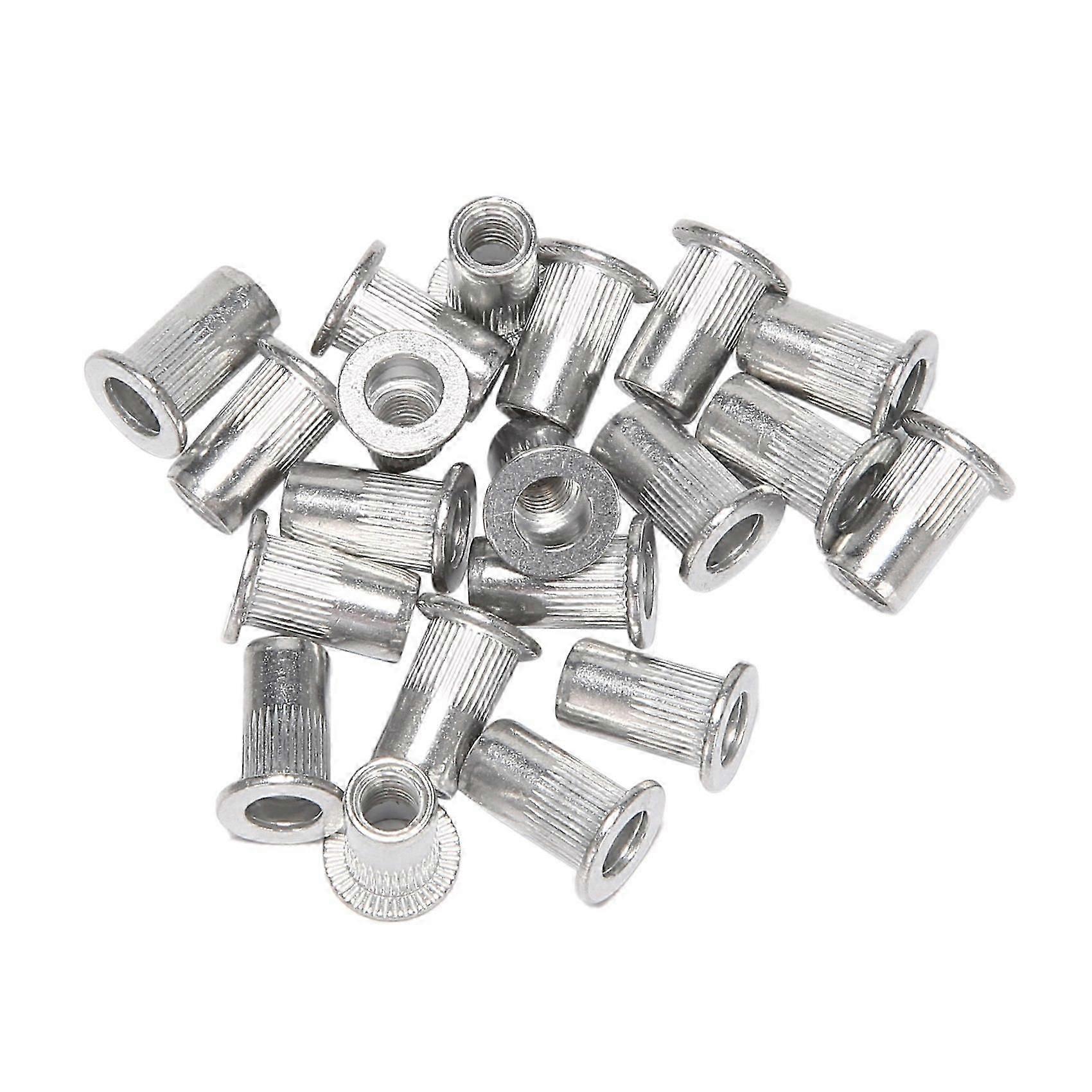Aluminum rivet nuts for M5 flat head, silver tone insert nuts 20pcs