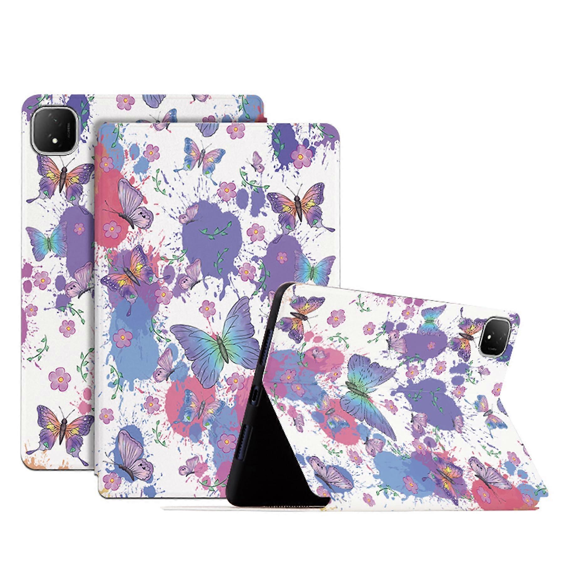 DayQiQiPu Case for Honor Pad GT Pro 12.3 Inch ROD2-W69 PU Leather Butterfly Flower Flip Stand with Auto Sleep and Wake Function
