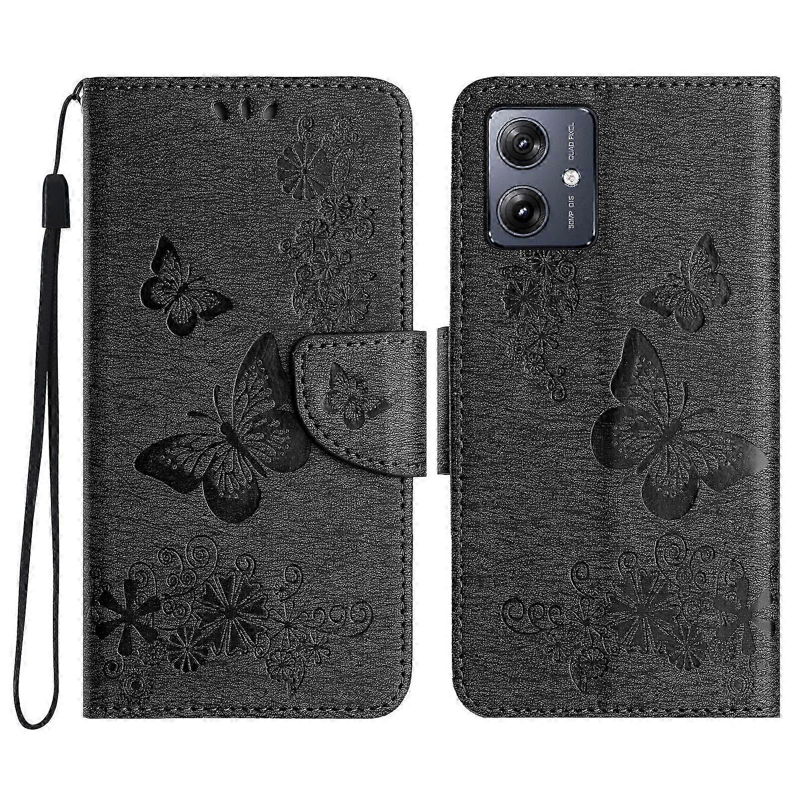 Capa de Telefone de Couro com Relevo Borboleta