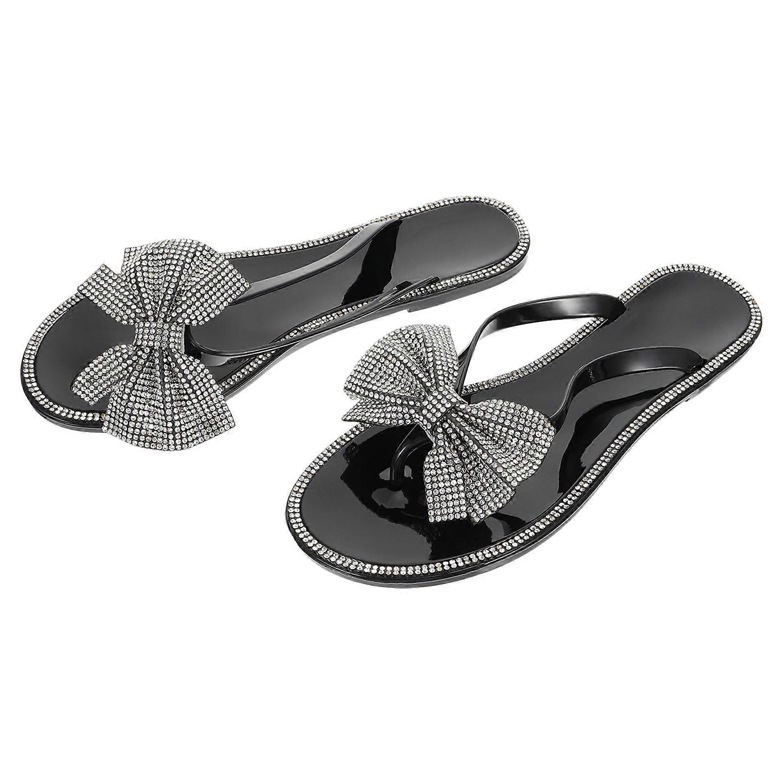 Summer Slipper Bowknot Flops Indoor Use Pvc Material Cool in Summer 1 Pair
