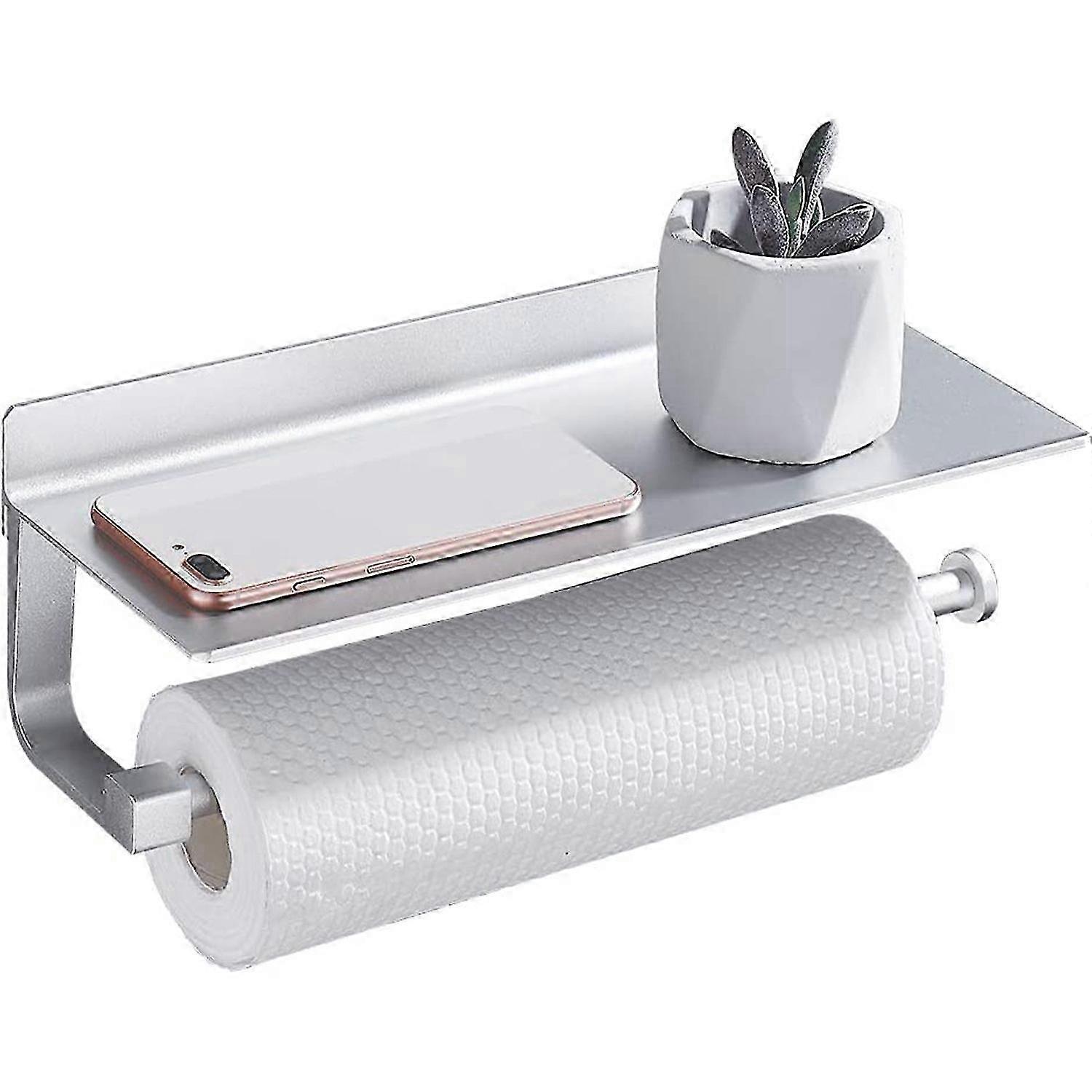 Wall Mount Paper Towel Holder with Shelf for Bathroom