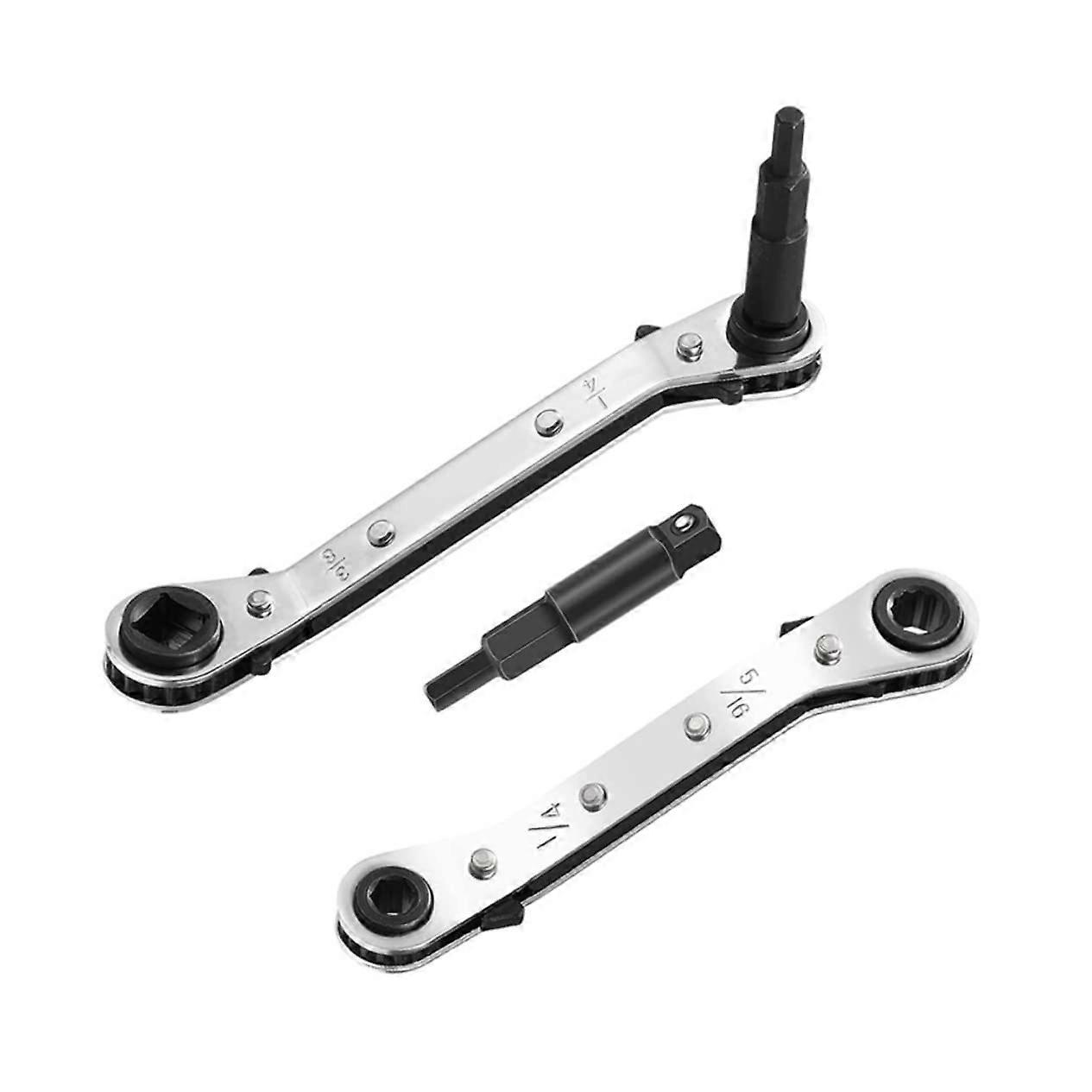 Refrigeration Service Wrench 1 Set Dual Sided Ratchet Spanner For AC And Compressor Maintenance, Compact