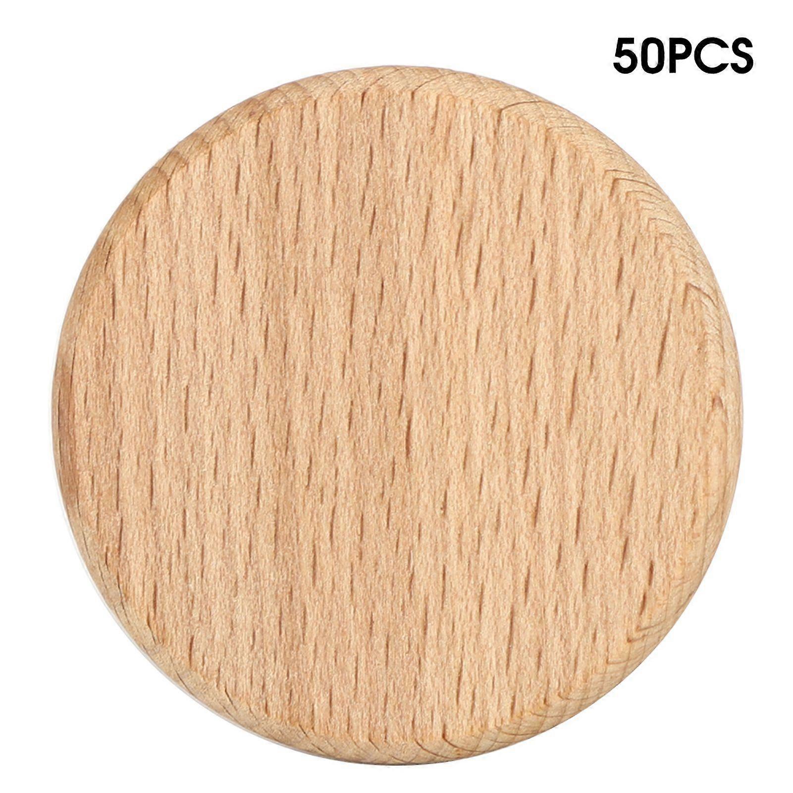 50Pcs Round Wooden Blank Slices Beech Chip No Hole DIY Hand Made Decoration Accessories(6cm )