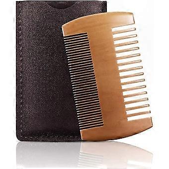 Pente de madeira para barba e bigode com estojo de couro para pentear e modelar acessórios de cuidados com os cabelos para homens