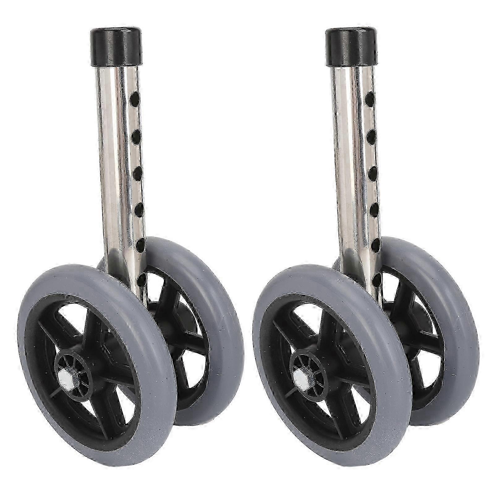 2 Pcs for Rollator - 6 Gear Height Adjustable Replacement Wheels with Smooth Rolling--