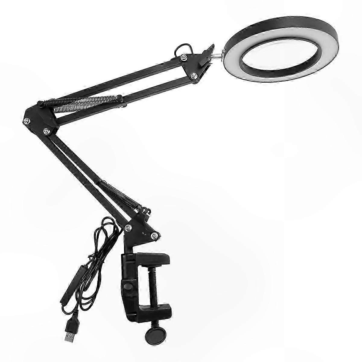 Illuminated Magnifier with Clamp, 10X Lens, 3 Color Modes & 10 Brightness Settings for Reading and Crafts Projects