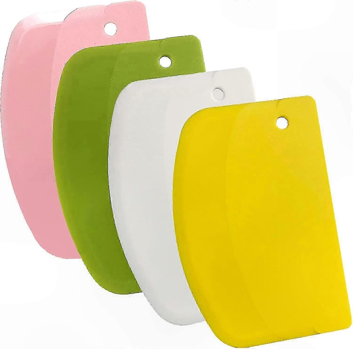 Plastic Dough Scraper Set, 4-Piece Pastry Tools for Baking, Cake Decorating, and Bread Making (Assorted Colors)