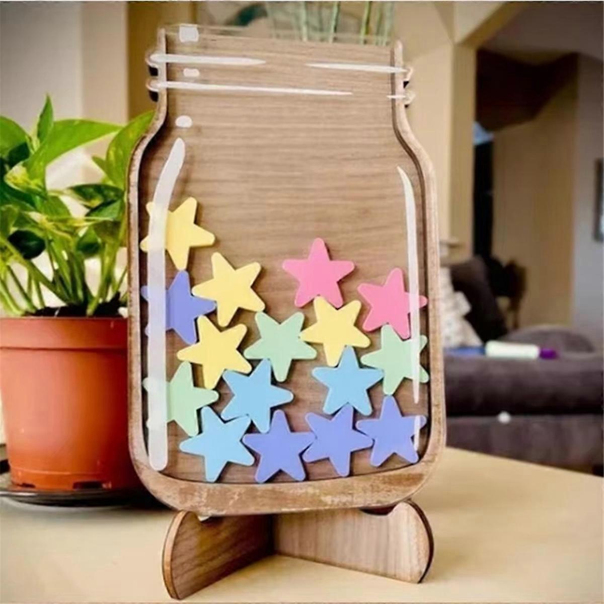 1 Piece-Kids Reward Jar with Star Classroom Reward Jar with 25pcs Tokens Chore Chart Gifts for Kids Birthday Gift