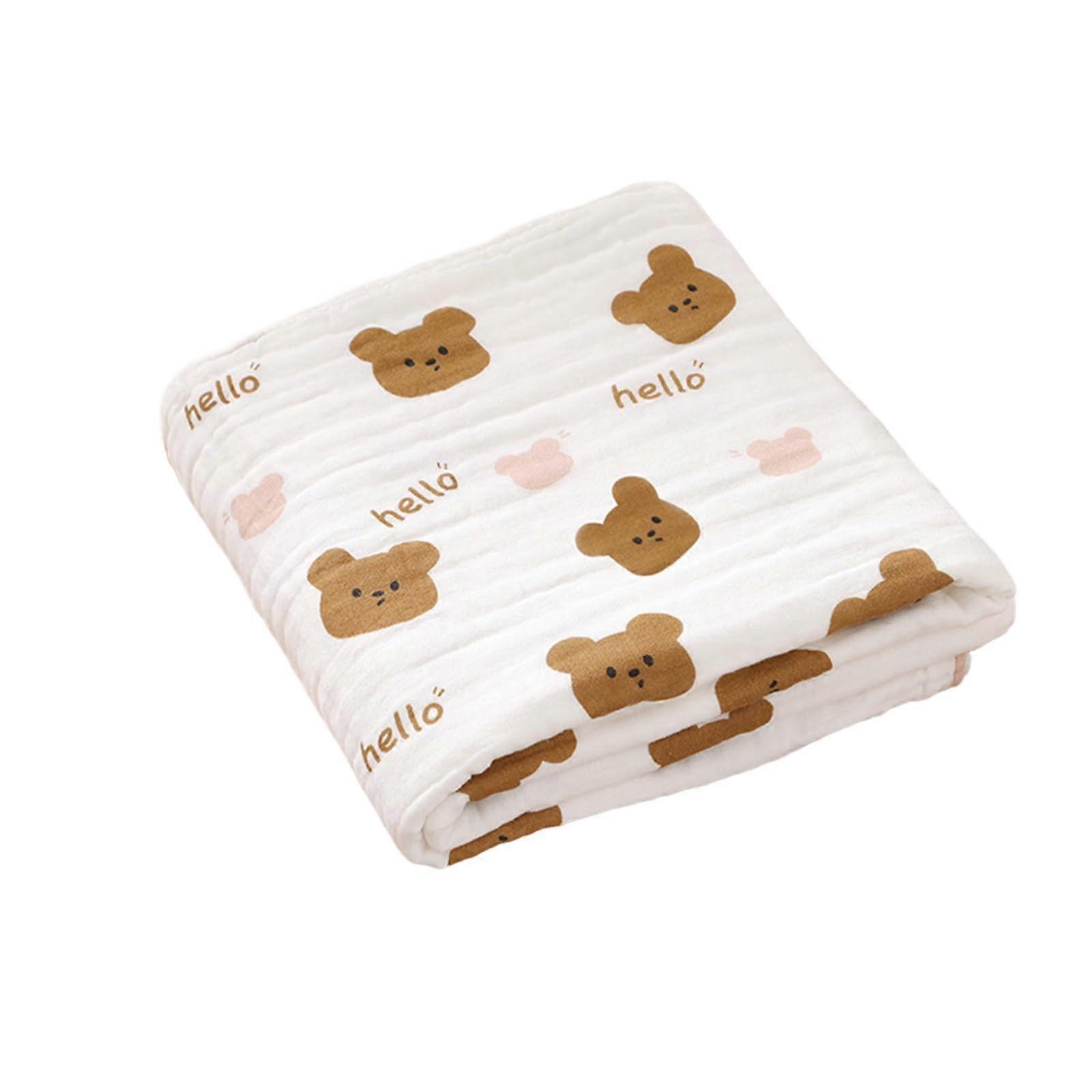 Infant Blanket 4-Layer Cotton Bath Towel, Toddler Blanket With Bear Pattern, Easy Carry For Sensitive Skin