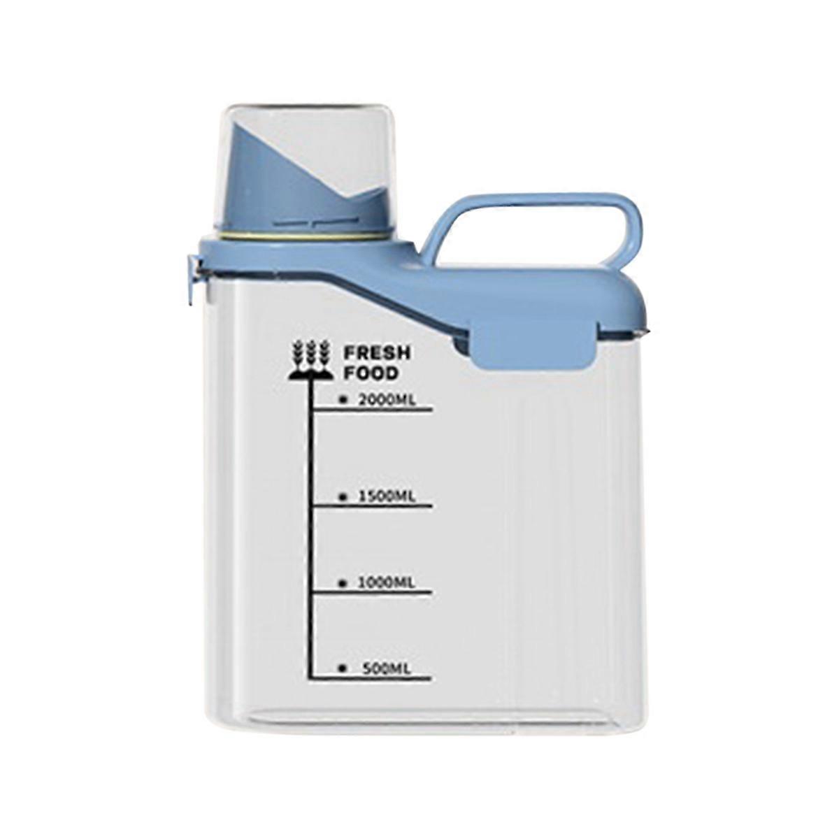 Blue Transparent Kitchen Grain Storage Container with Handle, 2300ml, Moisture-Proof and Insect-