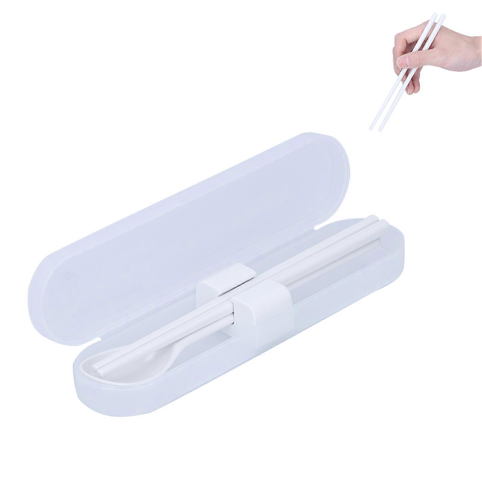Portable Spoon Chopsticks Set with White Storage Box 20x4.5cm
