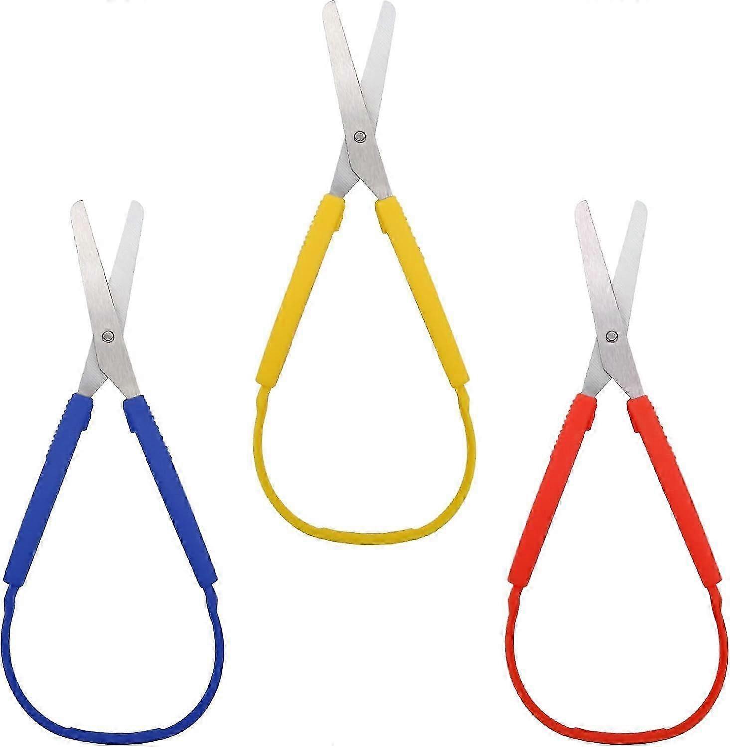 3Pcs Loop Scissors, Windspeed Spring Scissors Mini Training Loop Handle with Easy-Open Squeeze Handles for Special Needs