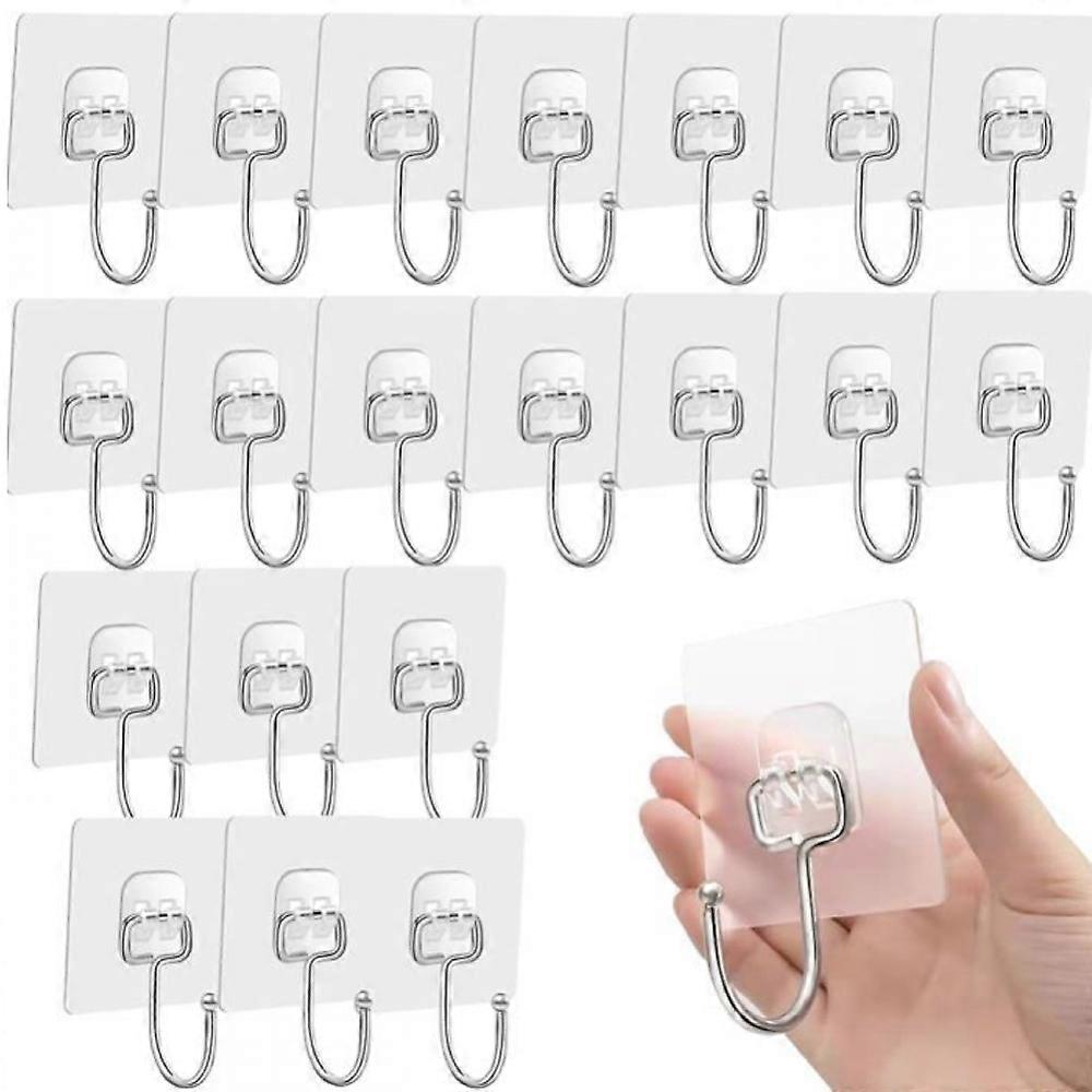 Set of 20 self-adhesive wall hooks, for towels and household items, versatile, no drilling required