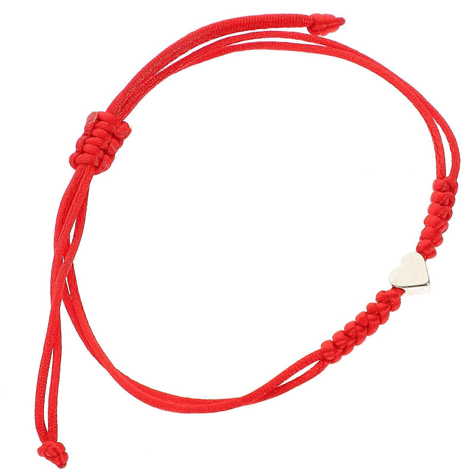 Braided Red String Bracelet with Heart Charm for Women 4Pcs String Bracelets