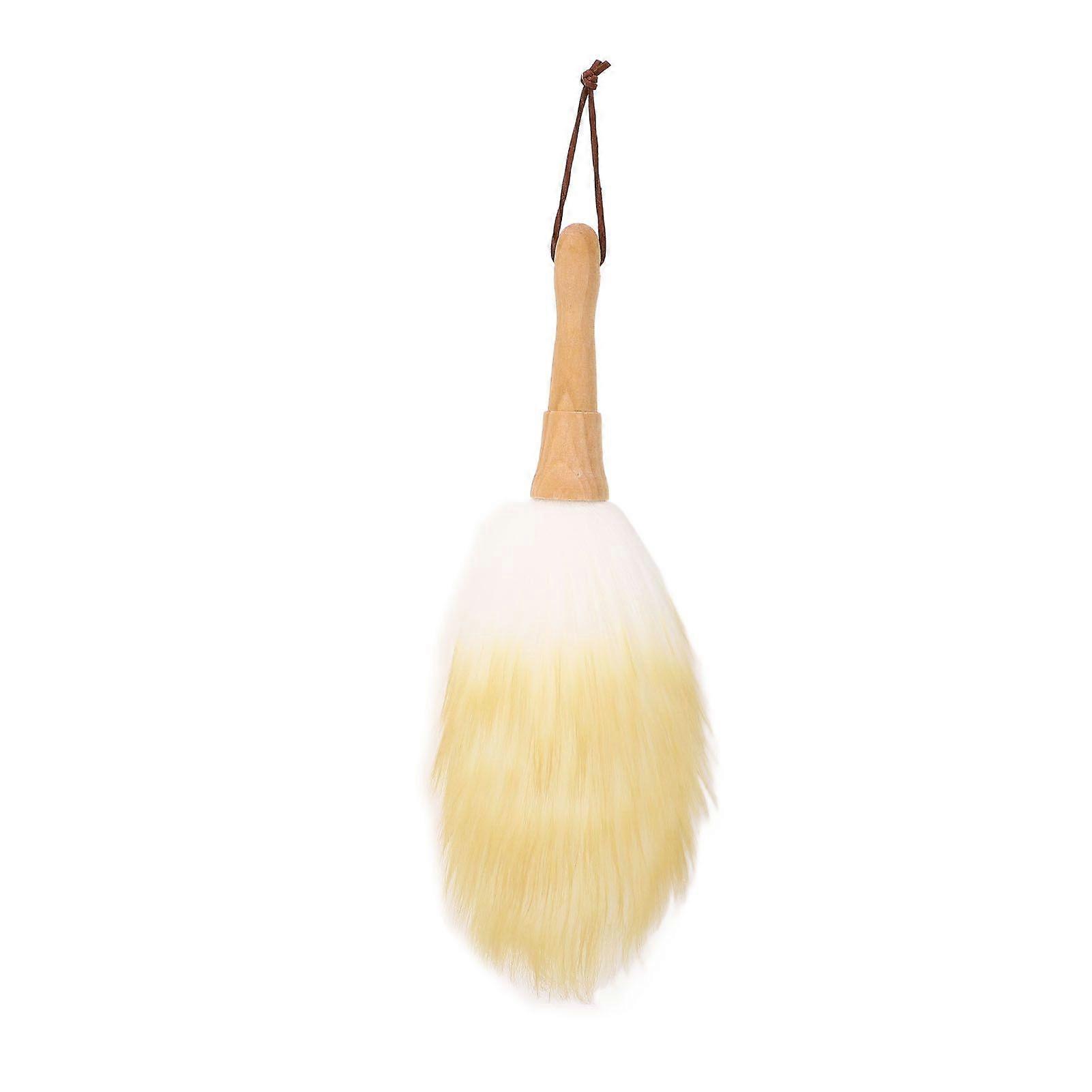 Cleaning Brush Duster Multifunctional Wooden Handle Lambswool Duster for Blinds Table Piano Short Handle