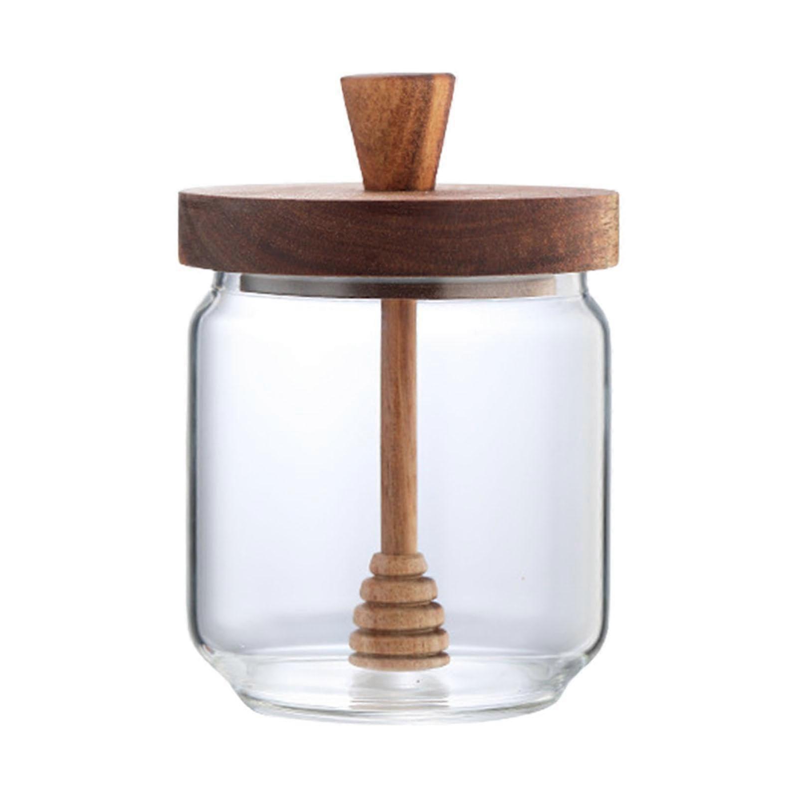 Honey Glassware Beehive Honey Pot, 450ml Clear Syrup Container, Reusable Glass Jar for Sauces and Dining Table