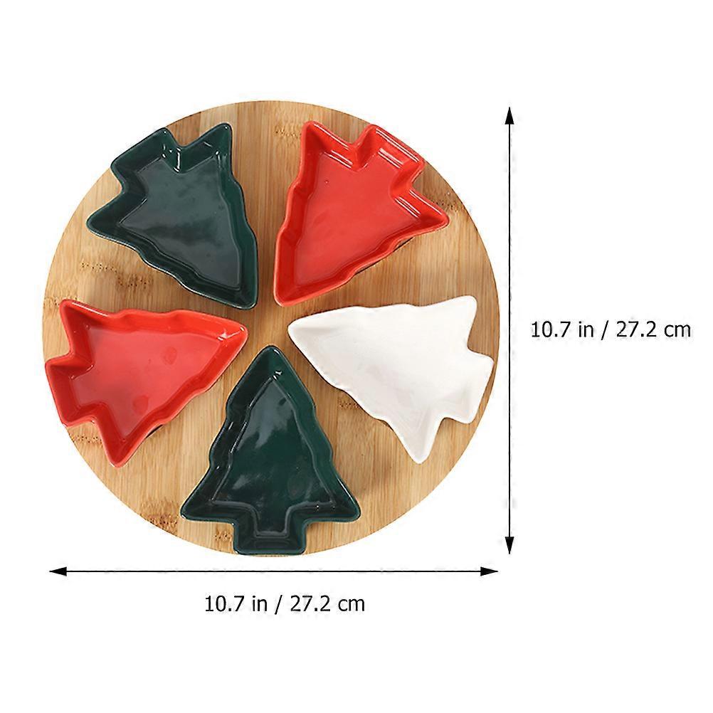 Ceramic Rotating Xmas Tree Snack Tray Fruit Serving Tray 1Set