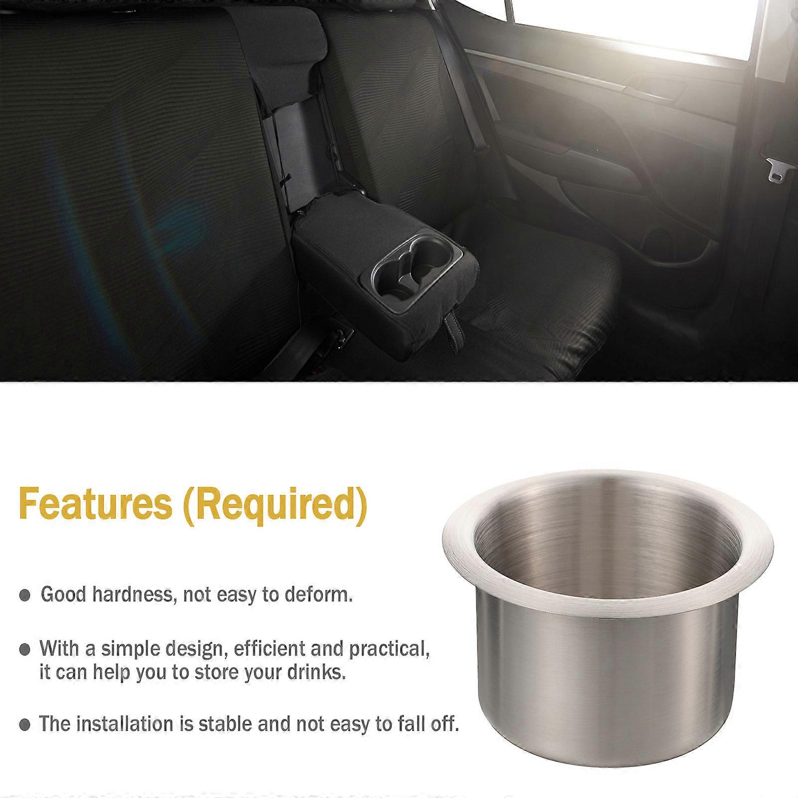 Flush Cup Holder Professional Chip Table Cup Holder Car Use Silver Stainless Steel for 1Set