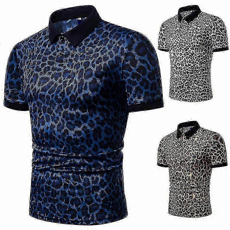 Men's Short Sleeve Graphic Tee with Leopard Pattern Design