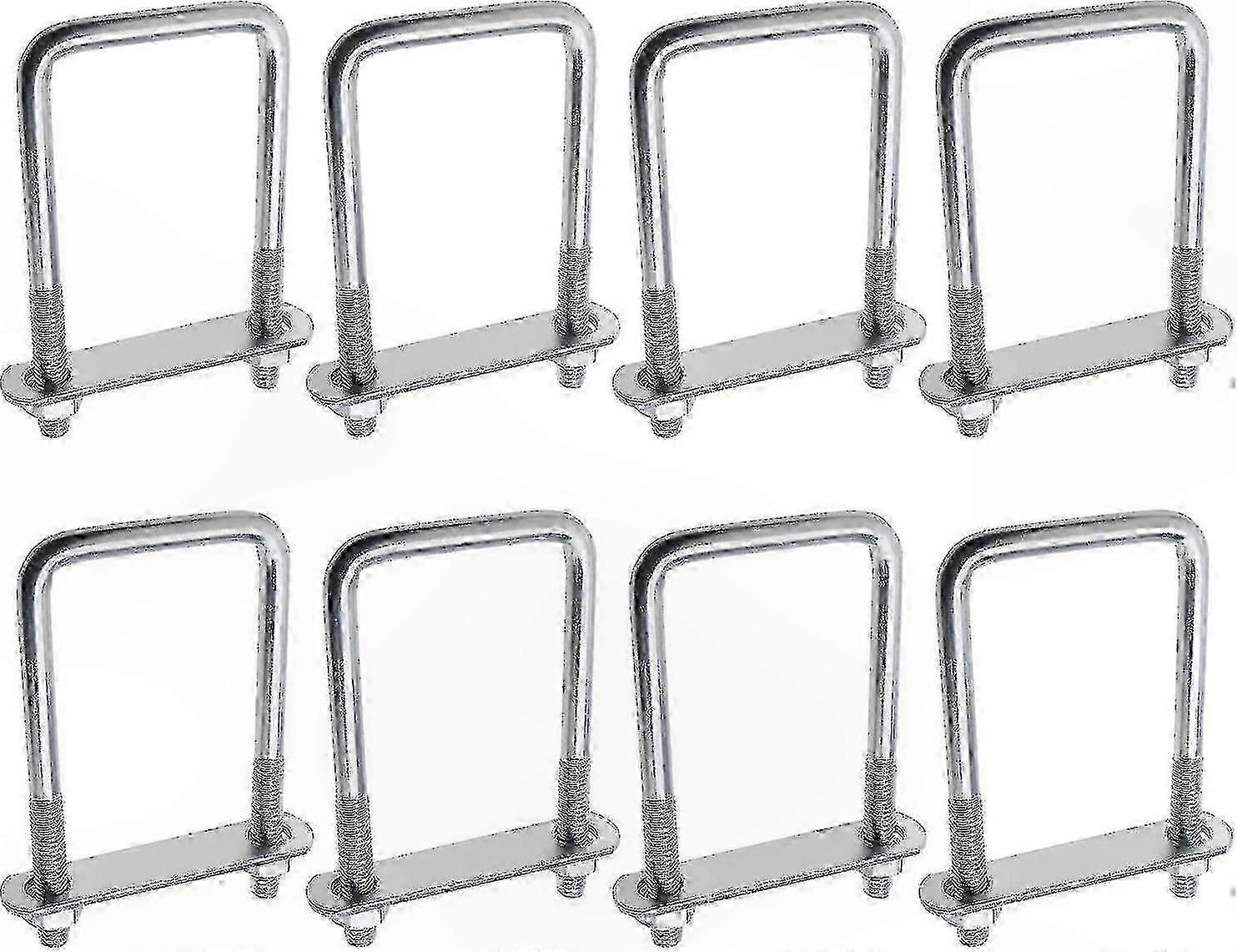 8 قطع مسامير U مربعة مع لوحة وصامولة لتركيب سقف المقطورة ، 20x60x120mm M10 مجموعة أجهزة فضية مترابطة