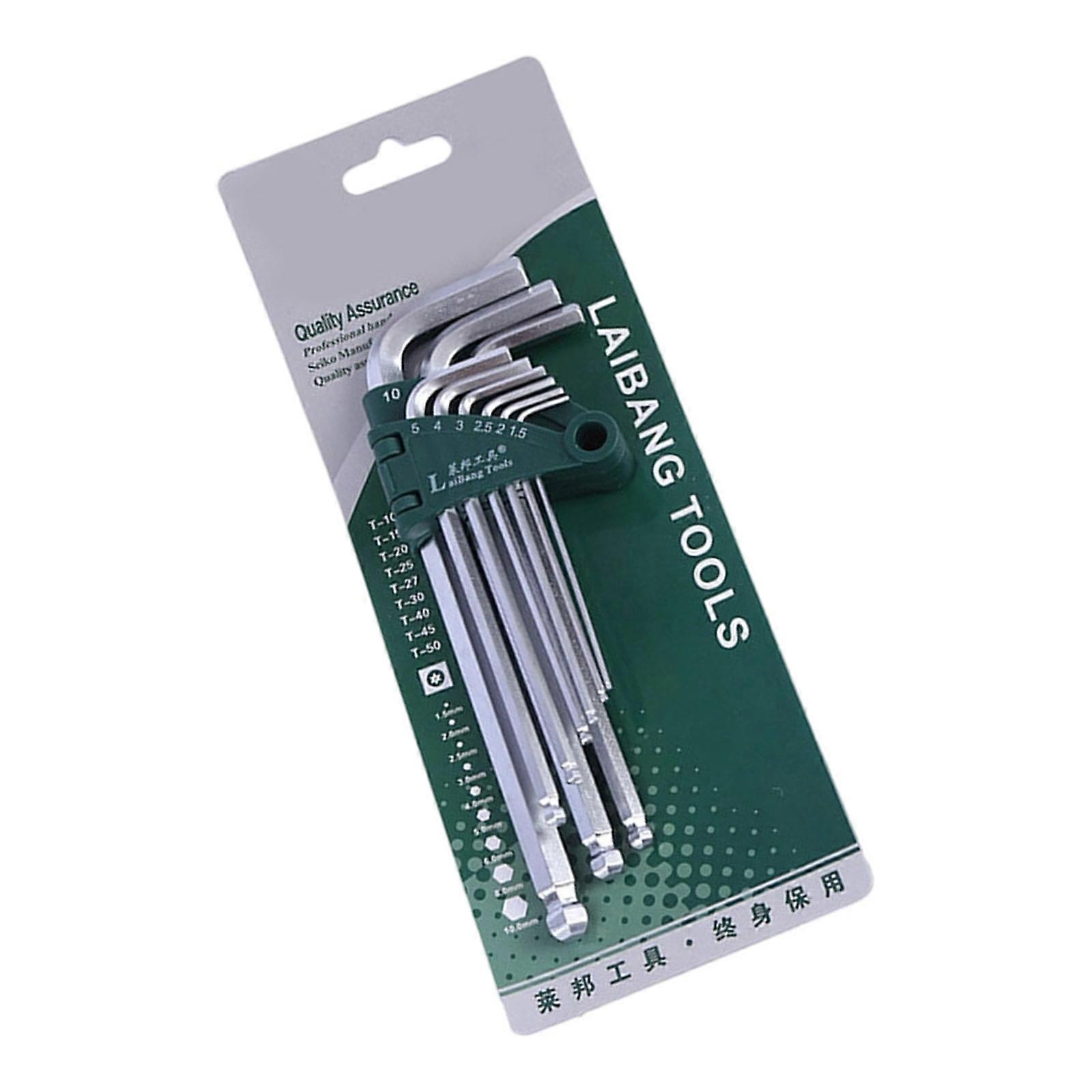 Hexagon Key Set With Angled Head And Extended Material Resists Corrosion For Long Term Reliability Multicolor