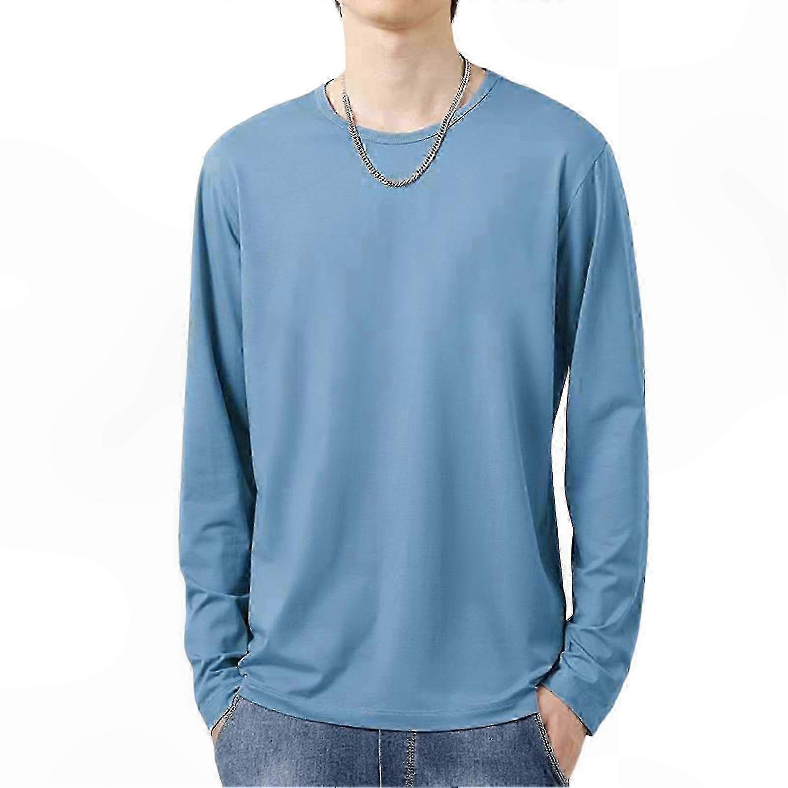Men's Long Sleeve Crewneck Basic Tee - Durable Autumn Layering Essential Top