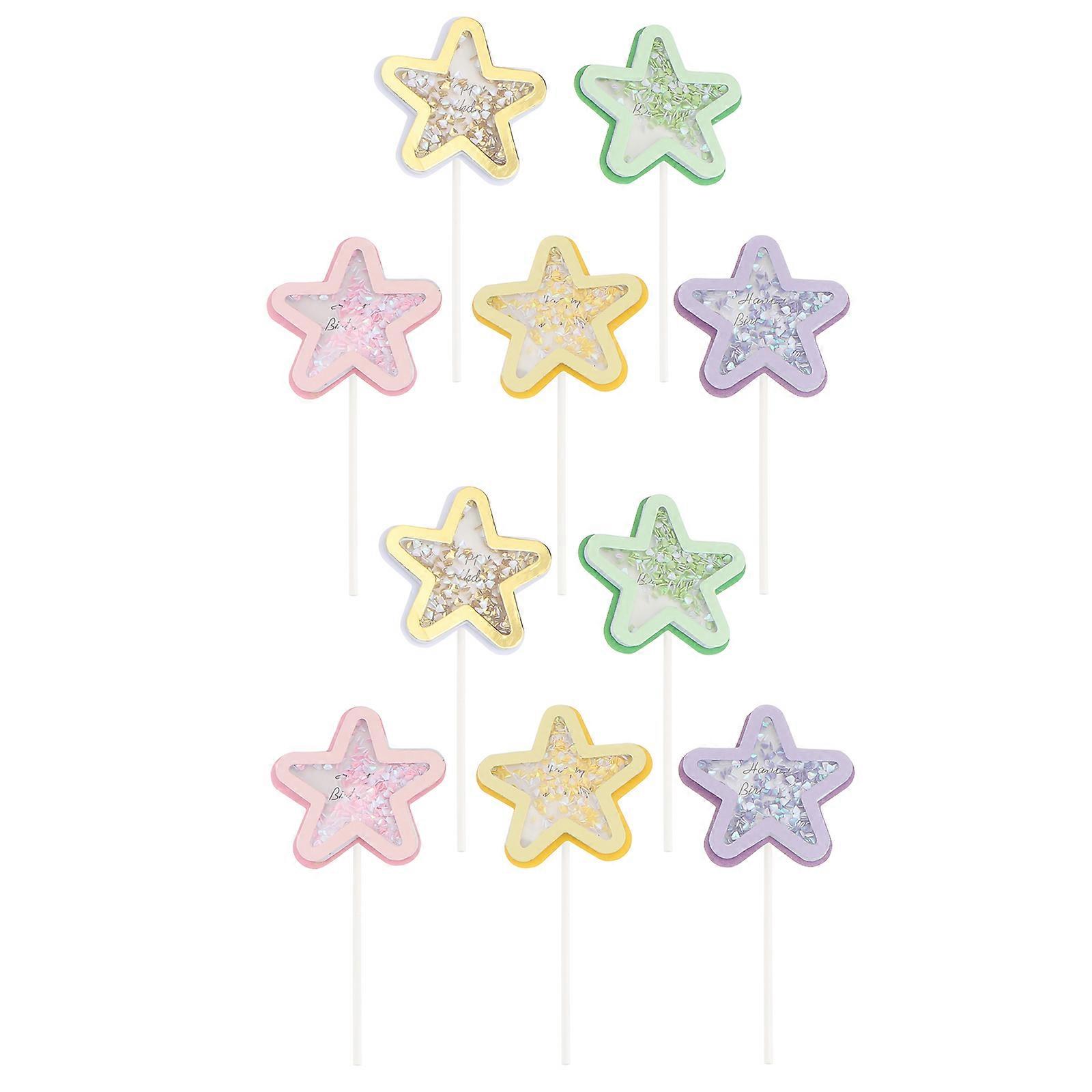 Star Cake Topper Paper Insert Cards for 12Pcs Baking Party Props