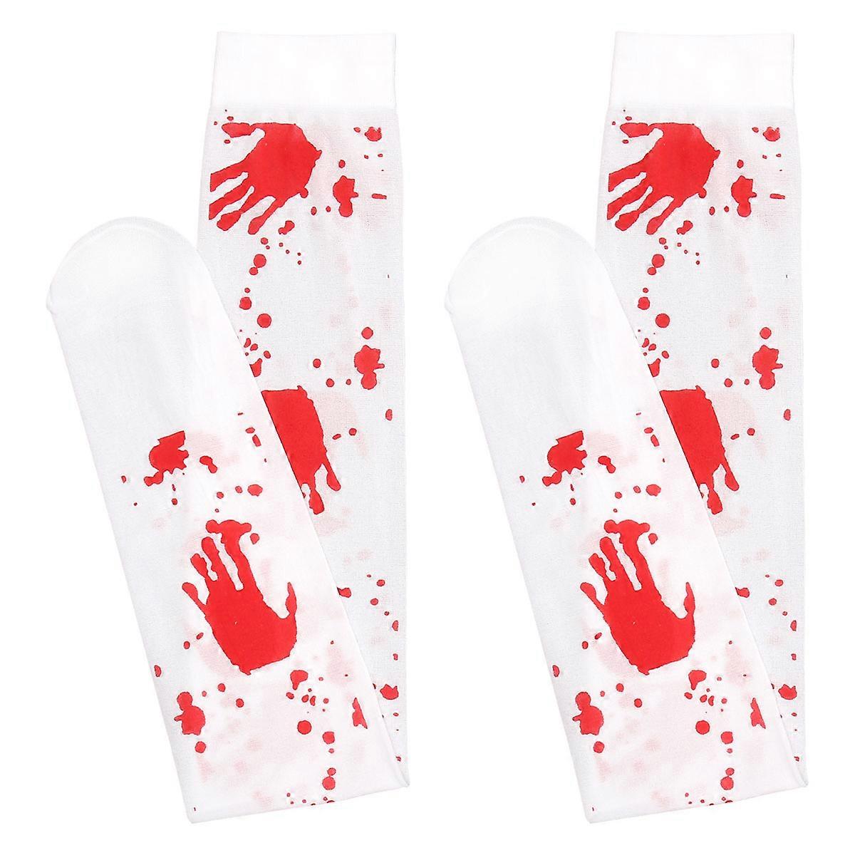 Over-Knee Socks Halloween Stockings with Unique Blood Print 2Pairs