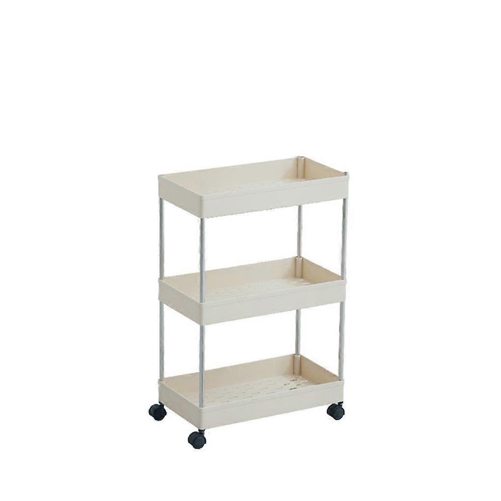 2/3/4 Layer Gap Storage Rack Kitchen Slim Slide Tower Movable Assemble Plastic Bathroom Shelf Wheels Space Saving