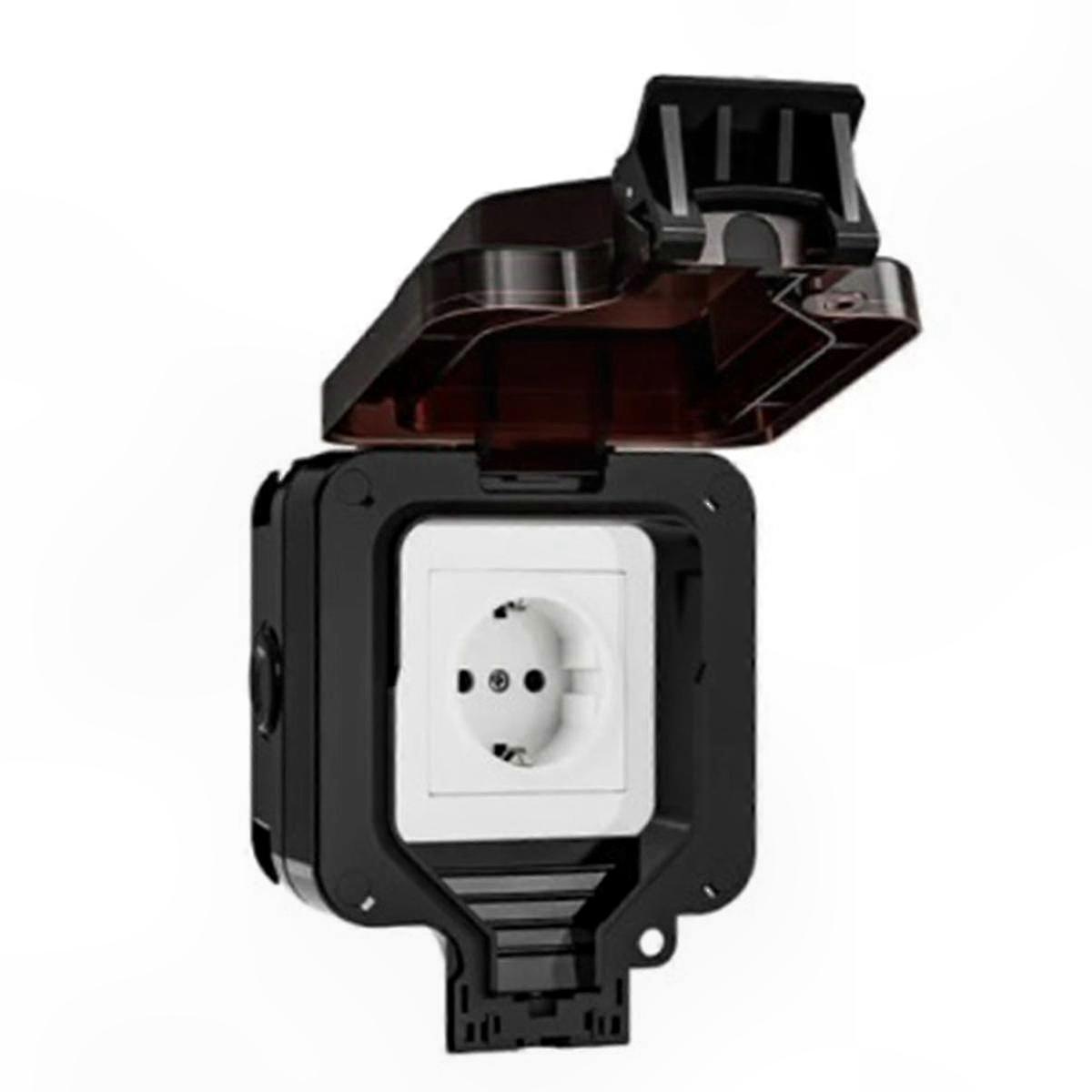 Waterproof 220V EU Power Socket with Switch, Black for Home Appliances