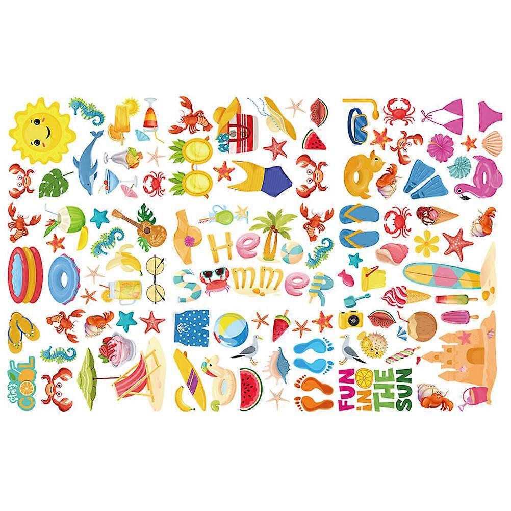 Summer Themed Window Decals 45 Sheets Decorative PVC Stickers Rectangular Multi Perfect For Birthday Baby Shower Party Decor
