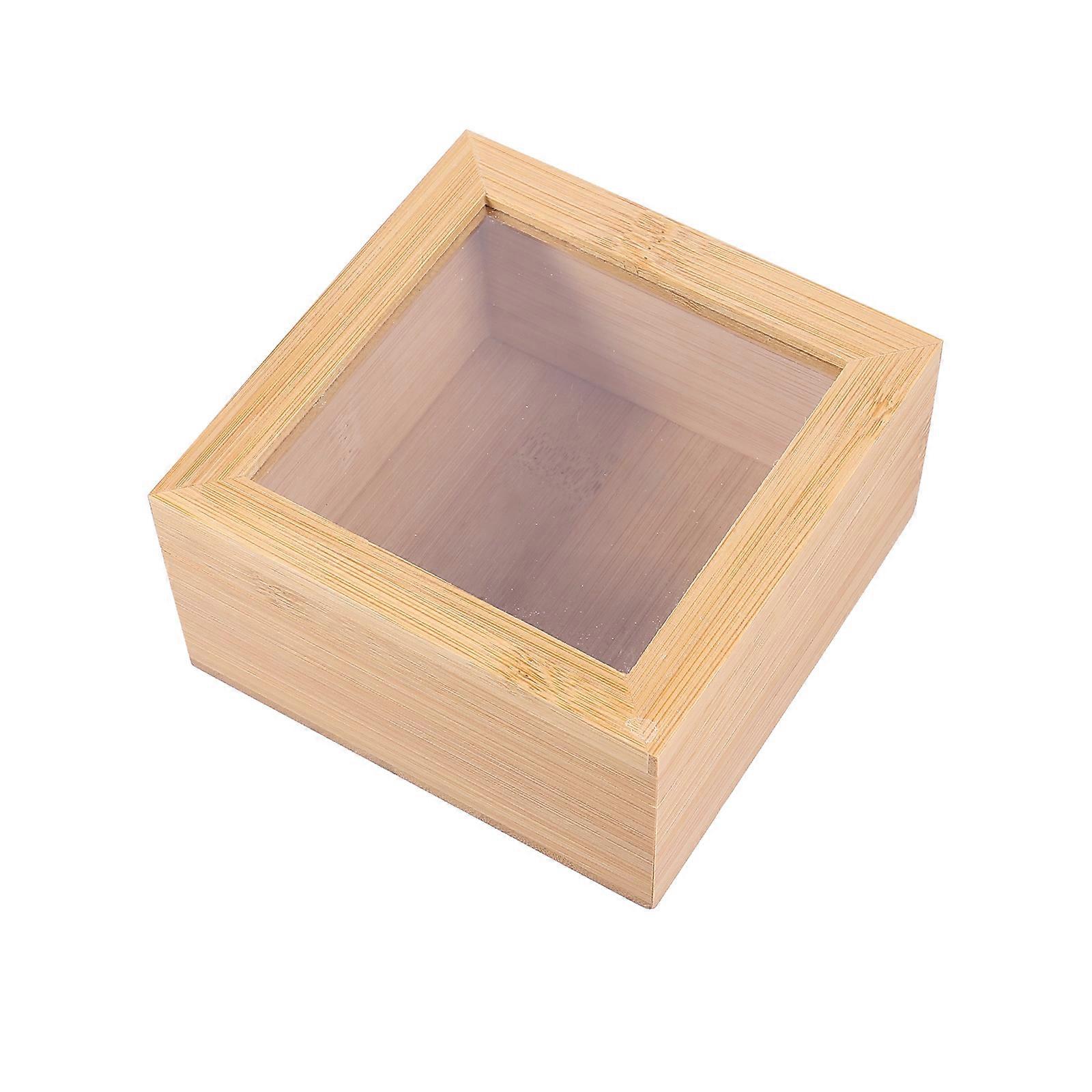 Sundries Storage Case Simple and Modern Wooden Box Chocolate 12x12x6cm 1Pack
