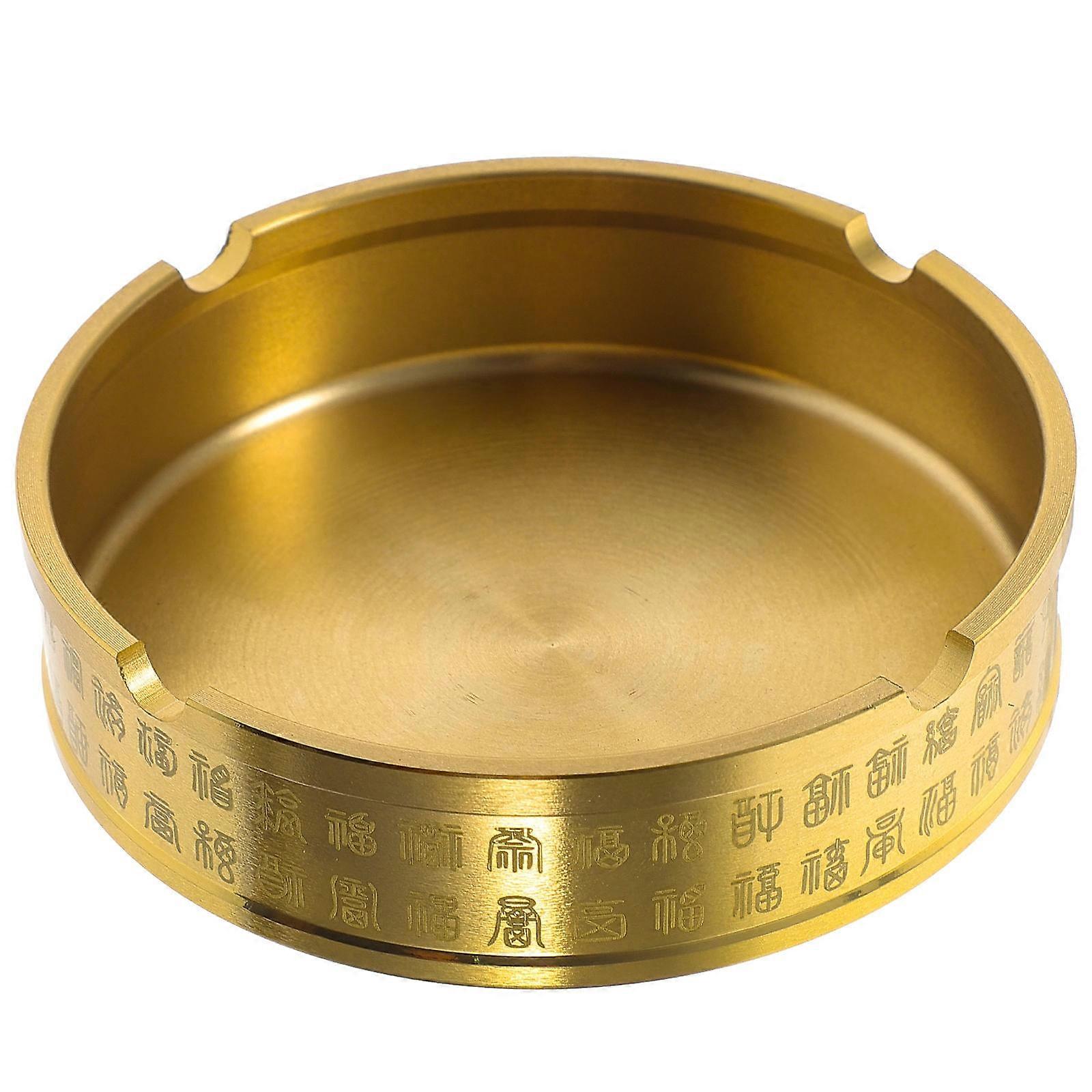 Golden Round Ashtray Placement Retro Bar 8.00X8.00X2.00CM 1Pack