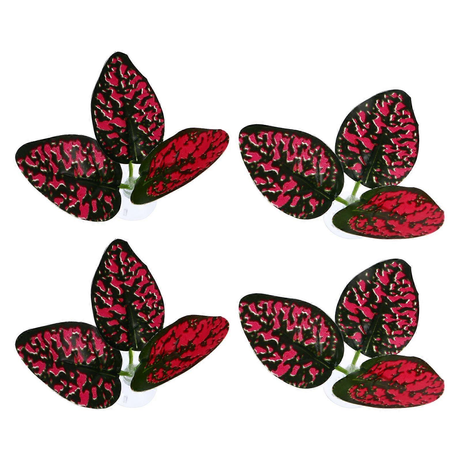 Fish Tank Leaves Aquarium Ornament for Spawning 8Pcs Red Artificial Leaf