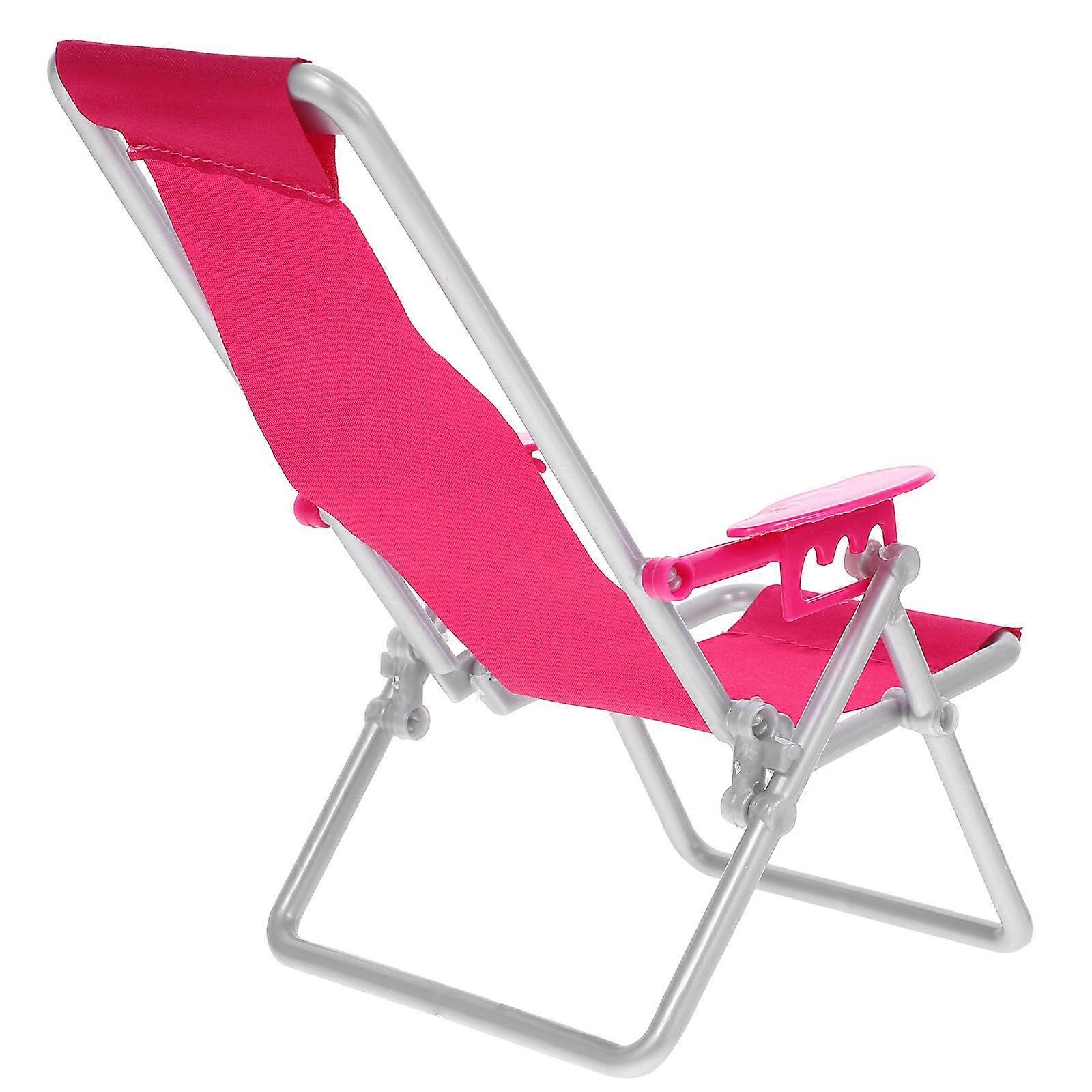 Simulation Folding Chair Toy Rosy Mini Deck Chair Toy for Daily Use 2Pcs