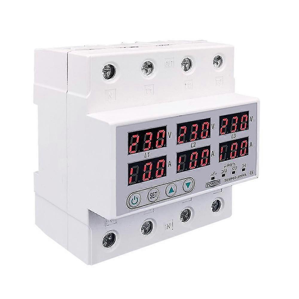 Din Rail 3 Phase Voltage Relay 380v Voltmeter Ammeter Relays 100a