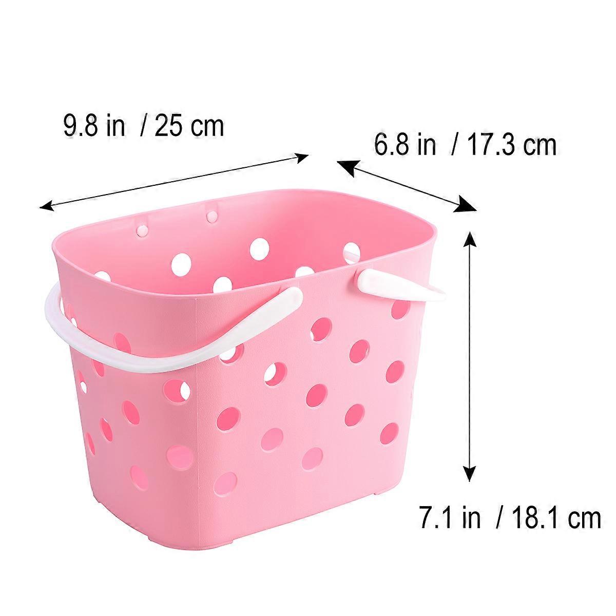 Bathroom Tote Basket Plastic Hand Basket for Organizing Pink
