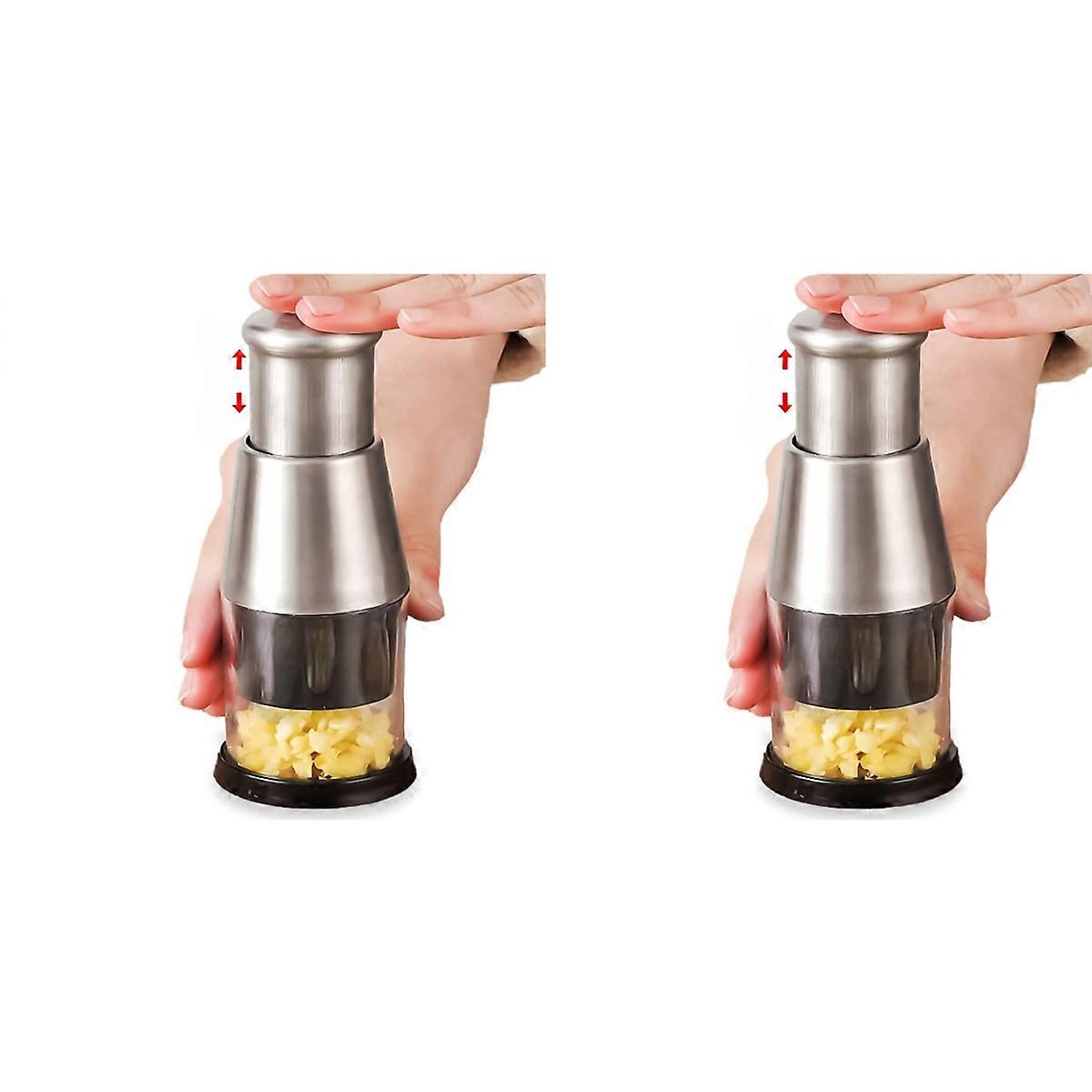 2X Garlic Multifunctional Manual Garlic Cutter for Mincing Garlic