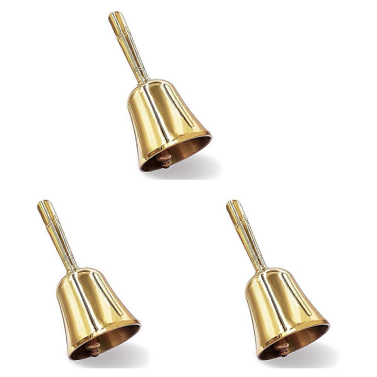 Super Loud Hand Barking Bell, Solid Brass Dinner Bell Gold
