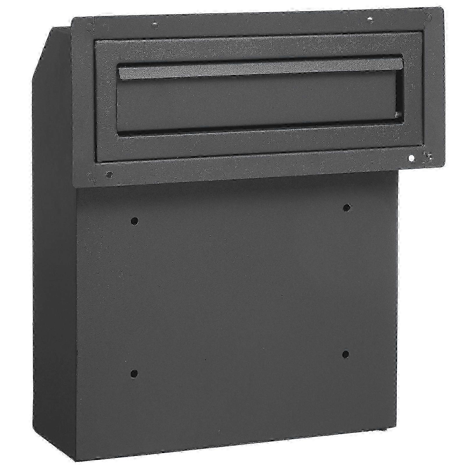 Combination Lock Key Drop Box Mailbox - Secure Outdoor Mail Slot, Dark Gray