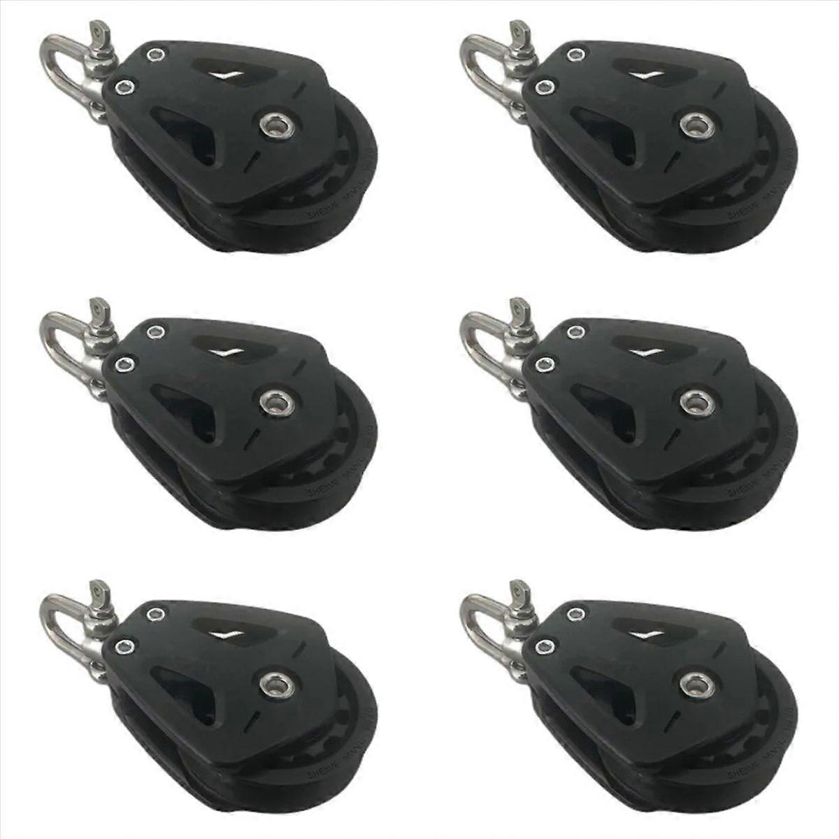 6X High Load Sheave Block Universal-Head Single Pulley Swivel Shackle Sailboat Plain Bearing Block R