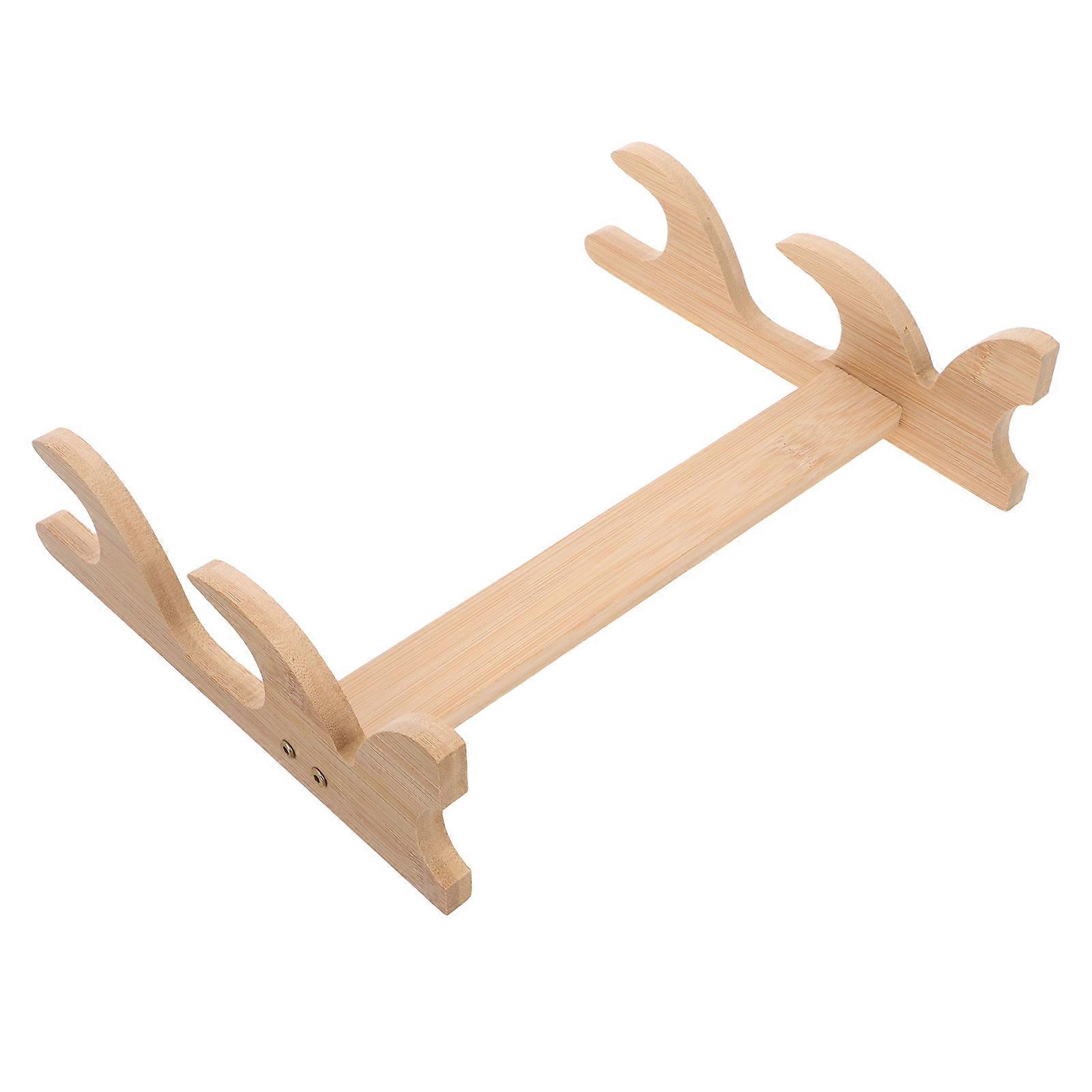 Wood Sword Stand Bamboo Holder for Sword Display 2Pcs 2 Tier Display Rack