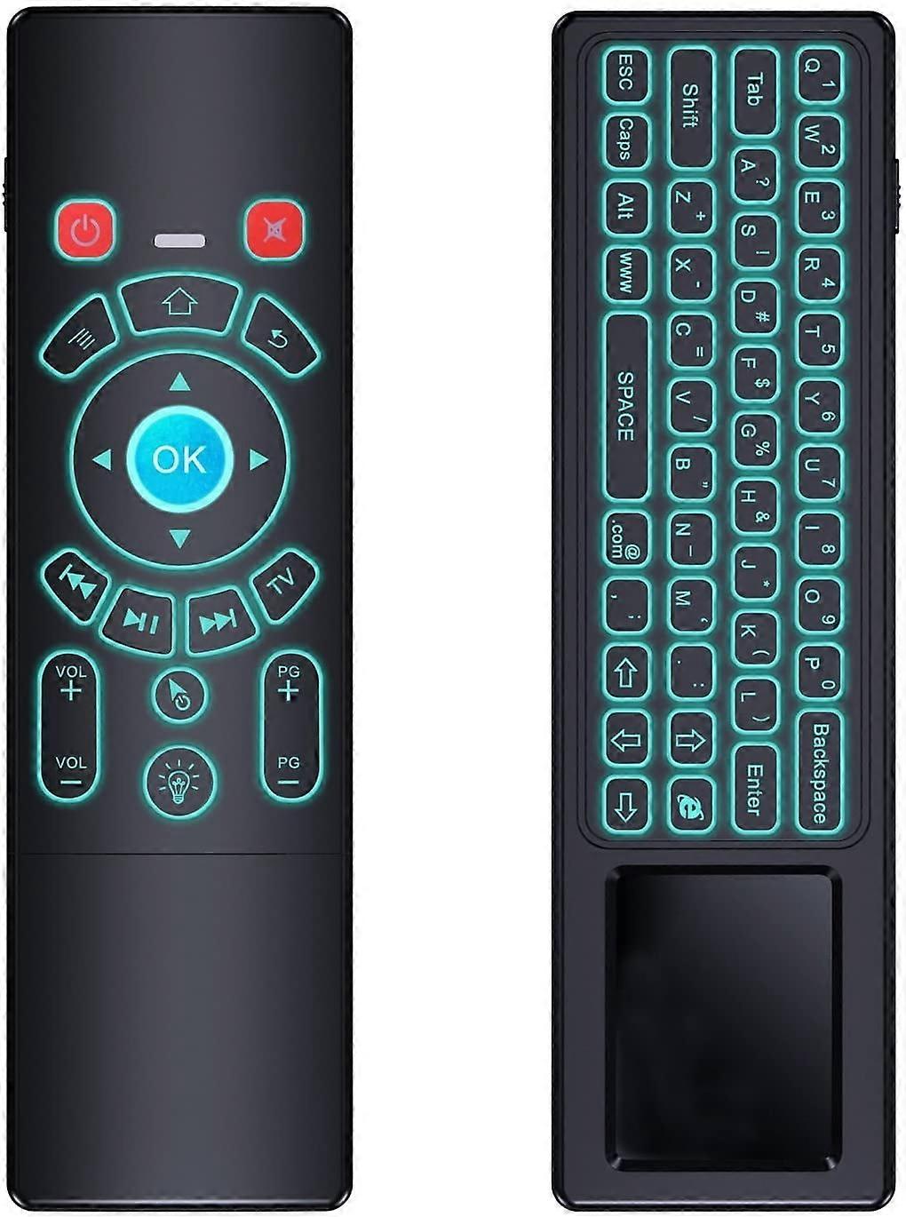 Mini Wireless Keyboard/Air Remote Control/Mouse/Touchpad with Colorful Backlit, 2.4GHz Connection, Best for Android TV Box, HTPC, IPTV, PC