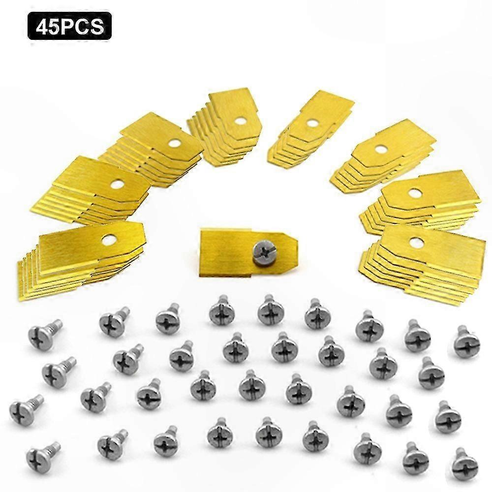 Stainless Steel Lawn Mower Blades, 45 Pieces, 35x18mm, Silver, Durable Replacement Cutting Edges for Garden Equipment