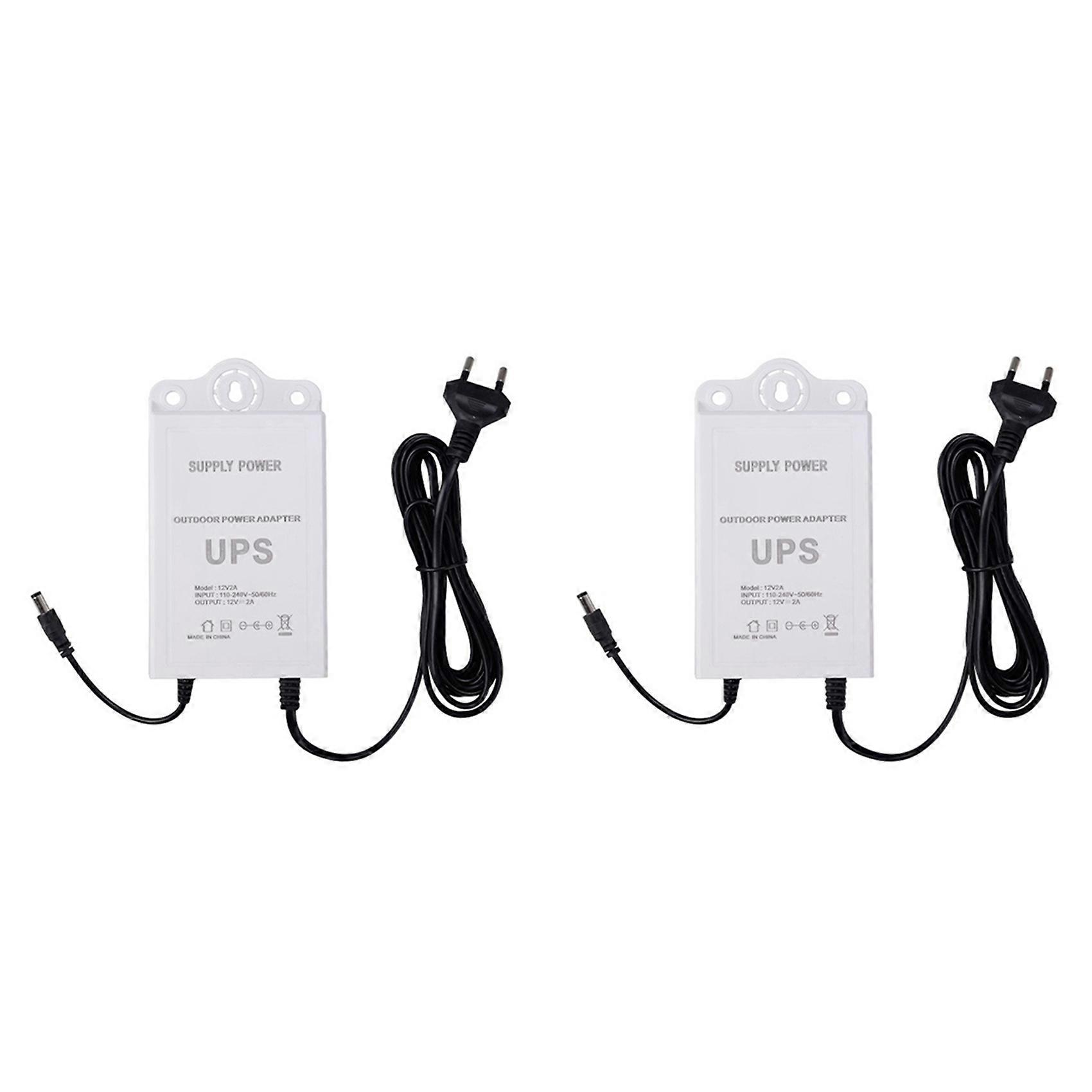 2X 12V-2A Uninterruptible Power Supply for WiFi, Modem, Security Camera Mini UPS Battery Backup Protector EU PLUG