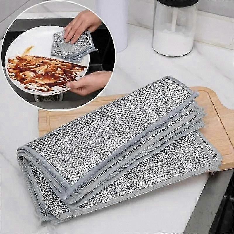 Kitchen Cleaning Cloth with Silver Wire Rags for Dish and Pot Washing Towels and Clean Tools