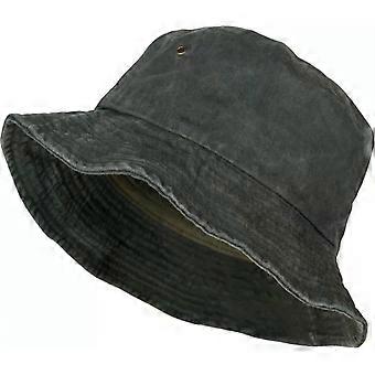 styleBREAKER Uni vissershoed in vintage gewassen look, vissershoed, stof zon
