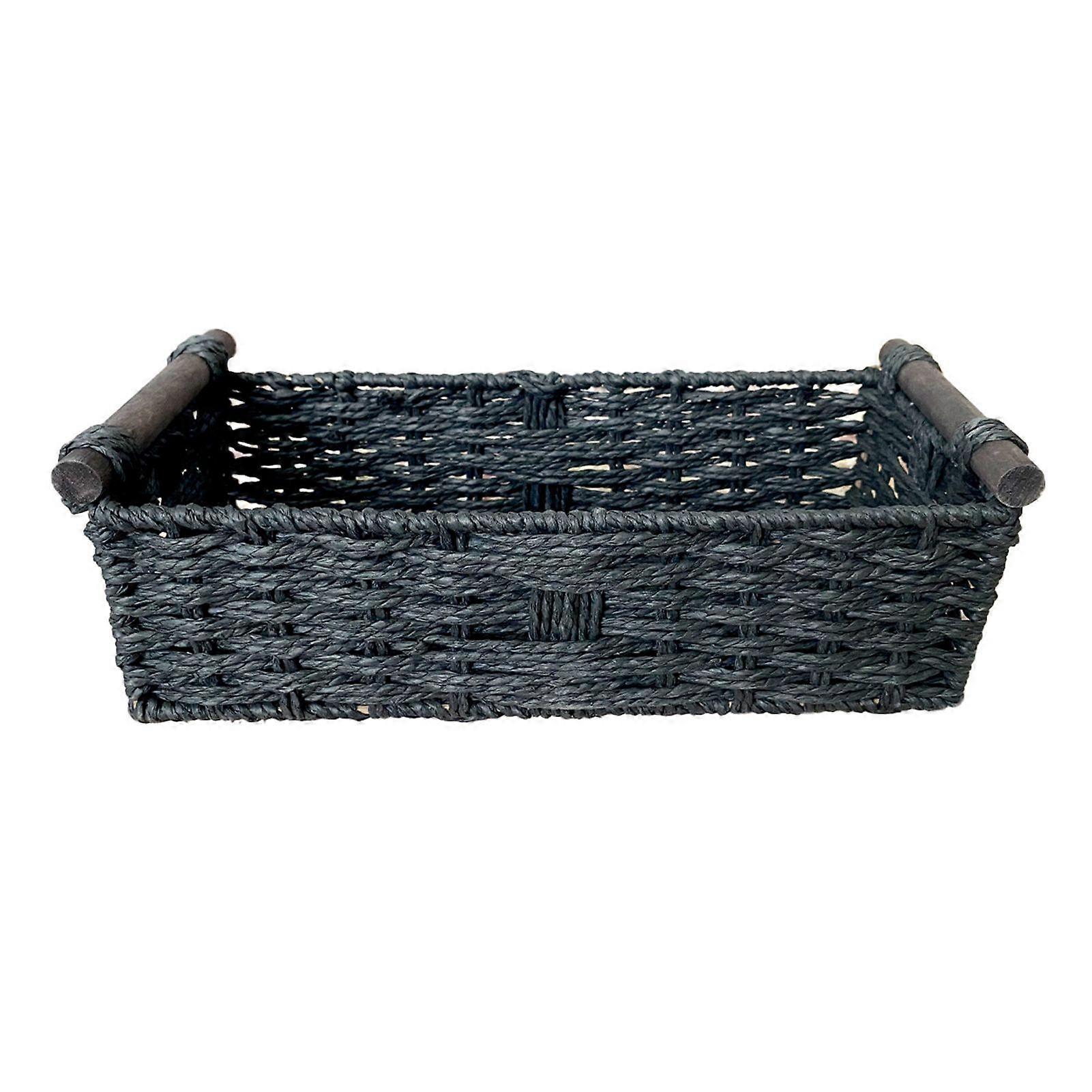 Jikaixiang Rectangular Storage Basket with Handle Large Capacity Multipurpose Handmade Decorative Braided Basket Decoration
