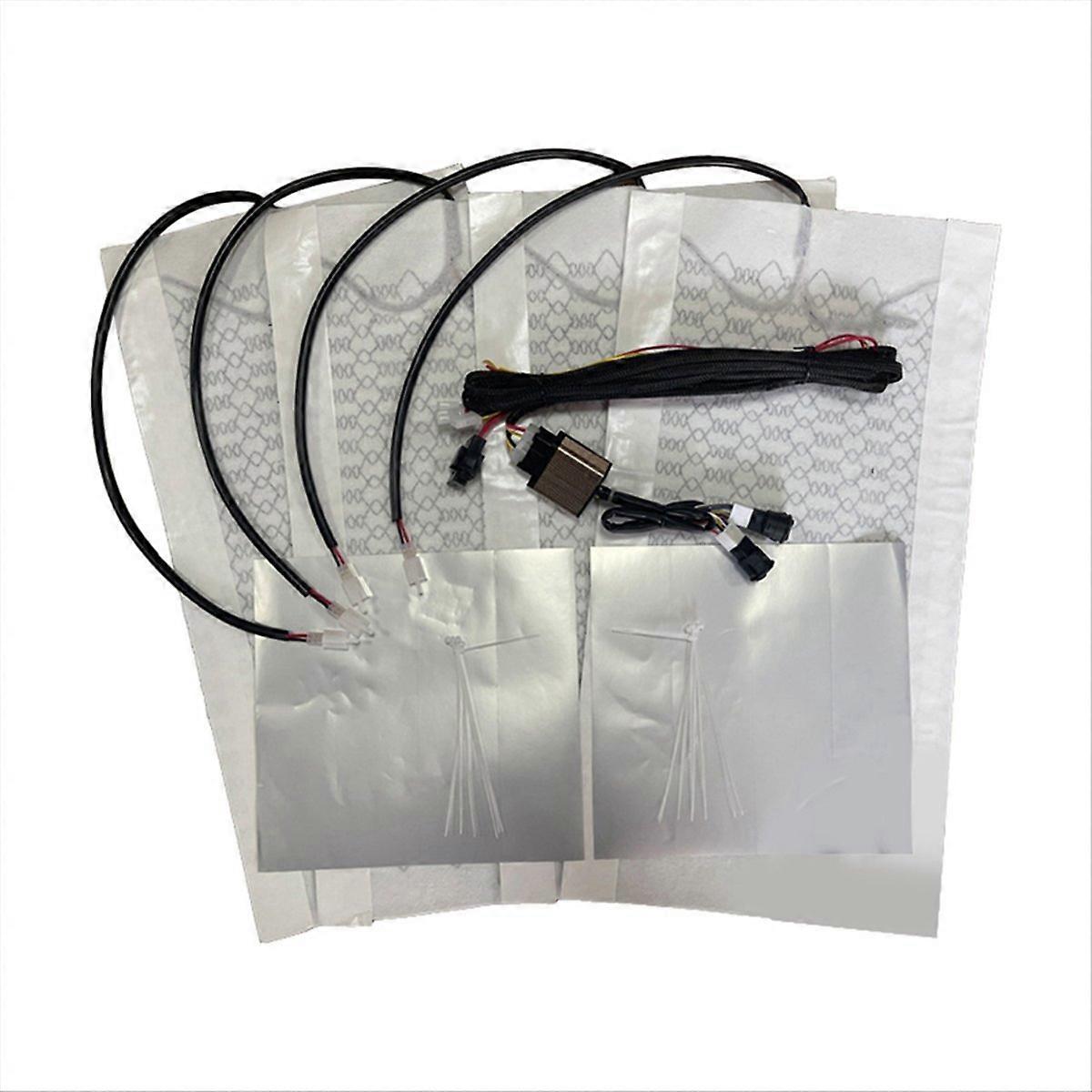 Universal Built-in Car Seat Heater Kit Fit 2 Seats with 12V Carbon Fiber Heating Pads 3 Levels Control Switch System